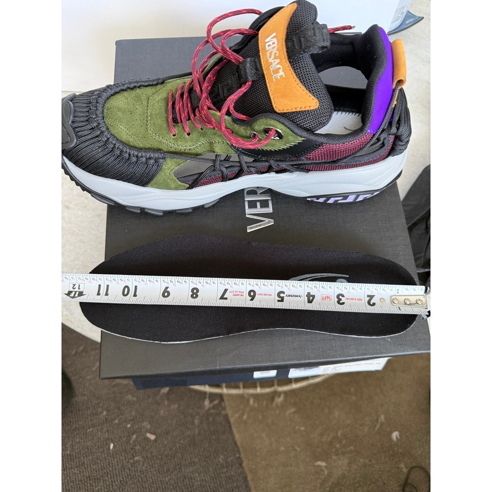 Versace Trigreca Sneakers‎ Mens Green Burgundy Purple 1016711 EU 45 US 12 - Picture 10 of 16